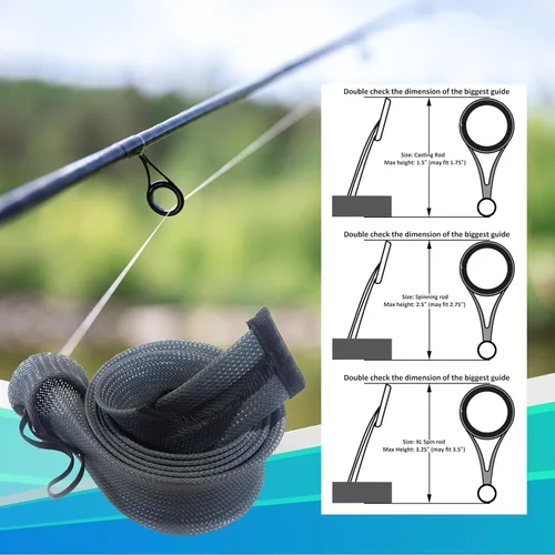 Miniatura 3 de Fundas para caña de pescar Reaction Tackle - Mangas y cubiertas para cañas de pescar para Baitcasting y Spinning - Se ajustan hasta cañas de 7 pies