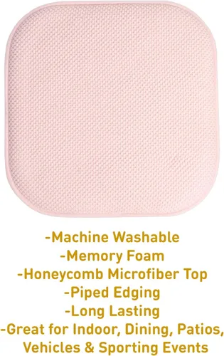 Miniatura 209 de Sweet Home Collection Cojines de espuma viscoelástica para silla, goma antideslizante y diseño de panal de abejas y esquinas redondeadas de 16 x 16
