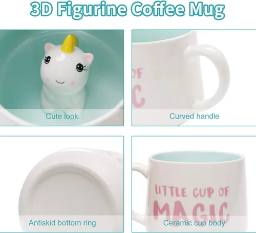 Miniatura 3 de Taza de café 3D con animal de alpaca en el interior, linda figura de cerámica hecha a mano de 12 oz, sorpresa de Navidad, cumpleaños y día