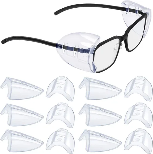 Miniatura 6 de Paquete de 2 gafas de seguridad y 6 pares de protectores laterales para gafas de ojos, gafas de seguridad con lado para protección ocular, perfectas