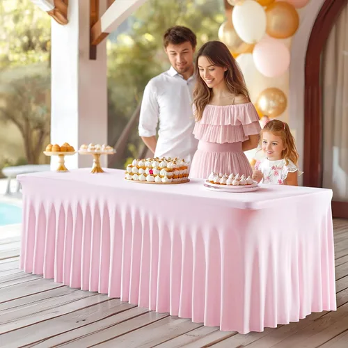 Miniatura 30 de PARTISKY - Mantel de elastano negro para mesas rectangulares de 4 pies, cubierta de mesa elástica para mesas plegables, bodas, fiestas, banquetes