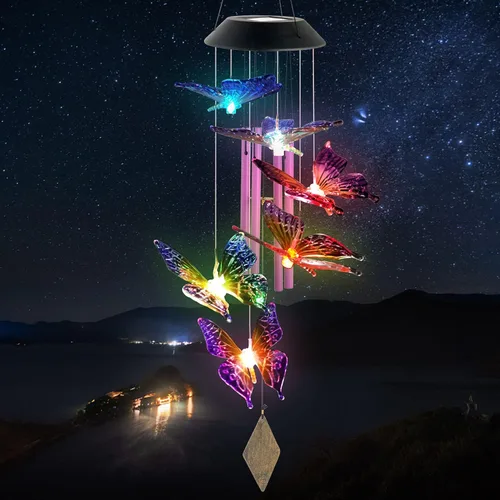 Miniatura 3 de Campanillas de viento solares de mariposas, nuevo regalo para todas las mamás/papás/mujeres/abuelas/hijas/tías/amigas/esposas y hermanas. Decoración