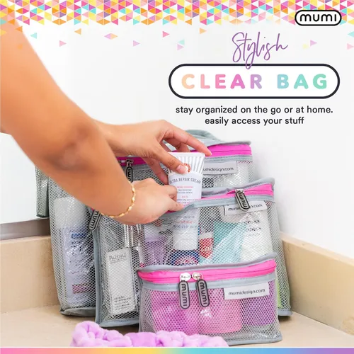 Miniatura 5 de MUMI Juego de 3 neceseres de viaje – Bolsas de aseo resistentes al agua para mujeres y hombres – Bolsas transparentes para artículos de tocador