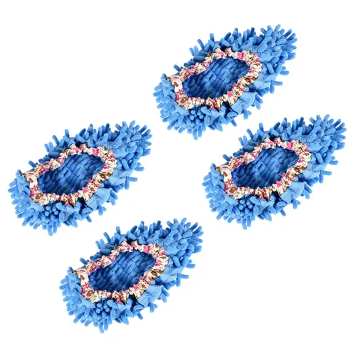 MECCANIXITY Funda para zapatos de limpieza lavables multifunción de chenilla de microfibra plumero, pantuflas de fregona para pies, herramientas