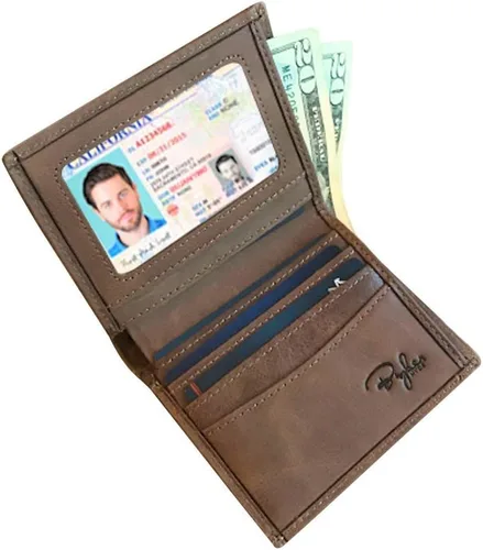 Miniatura 2 de Bryker Hyde Cartera de cuero delgada plegable con bloqueo RFID para hombres, bolsillo frontal, bolsillo para facturarecibo, Texas Brown sin