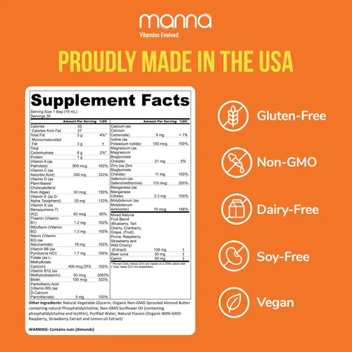 Miniatura 2 de Manna Vitamins Evolved Multivitamínico liposomal: multivitamínico diario proporciona 20 vitaminas y minerales, multivitamínicos para hombres