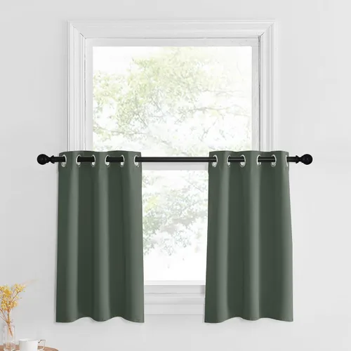 Miniatura 59 de NICETOWN Cortinas opacas de cocina para ventana sobre el fregadero, aislamiento térmico, decoración del hogar, pequeños niveles opacos con ojales