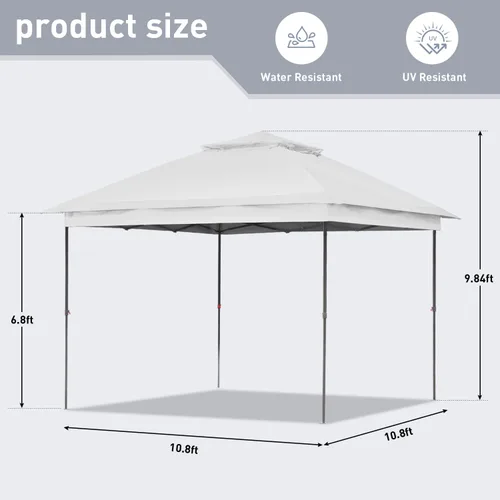 Miniatura 2 de GDY 11x11 ft Gazebo Tent Folding Heavy Duty Height Adjustable Sun Shelter Gazebos, White