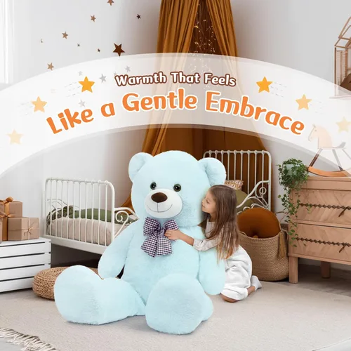 Miniatura 3 de MorisMos Oso de peluche gigante, regalo de oso gigante suave para niñas, novia en San Valentín, Navidad, cumpleaños, 47 pulgadas, azul Azul claro
