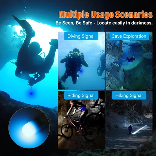 Miniatura 6 de ORCATORCH SD01PRO - Luz de señal de buceo brillante mejorada, luz de marcador de tanque sumergible con modos constantes y intermitentes, para buceo