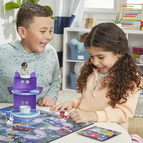 Miniatura 9 de PJ Masks Hasbro Gaming HQ Rescue - Juego de mesa para niños, juegos preescolares, Race to Stop Romeo, incluye torre de plástico 3D