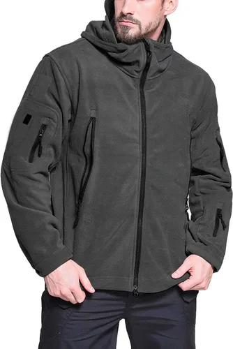 Miniatura 2 de BIYLACLESEN Chaquetas tácticas de forro polar Softshell para hombre con cremallera completa