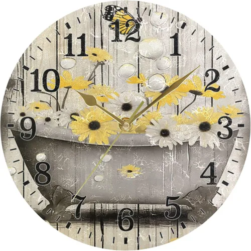 Miniatura 66 de JUNZAN Reloj de bañera con vino romántico espumoso y velas, reloj de pared silencioso de 10 pulgadas, pequeño reloj redondo, decoración de cocina