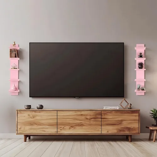 Miniatura 8 de Homaterial Estantería de pared de 5 niveles, estantería vertical decorativa para montaje en pared, estantes flotantes de columna moderna para Rosa