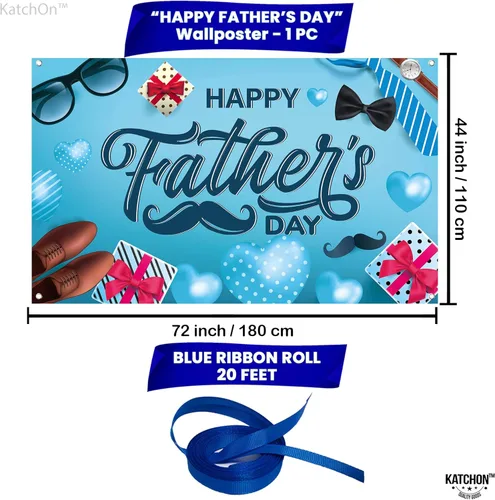 Miniatura 2 de KatchOn Cartel de feliz día del padre, extragrande, 72 x 44 pulgadas, decoración azul del día del padre para fiesta y hogar