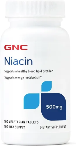 GNC Niacina 500 mg, 100 tabletas, apoya la salud de los vasos sanguíneos