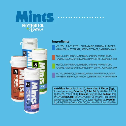 Miniatura 6 de DC24 DAILY CARE Mentas de Xilitol Sin Aspartame Sin azúcar Bajas en calorías con Eritritol Mentas para el aliento boca seca aptas