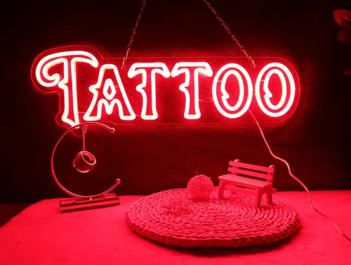 Miniatura 7 de Letrero de neón de piercings grandes, especialmente diseñado para letreros de estudio de tatuajes, letreros decorativos LED súper brillantes