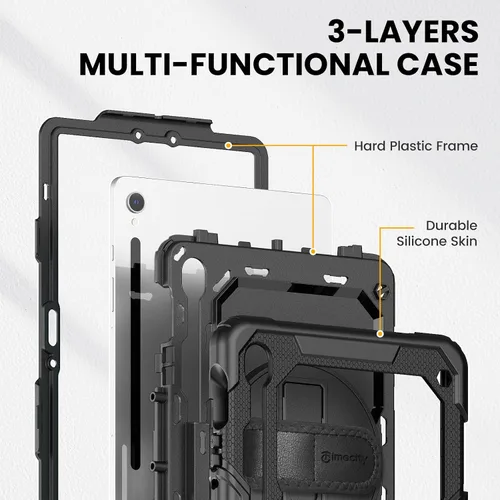 Miniatura 7 de Timecity - Funda protectora resistente para Samsung Galaxy Tab S10 Lite, S10 FE, S9 FE 5G, S9, 10.9 y 11 pulgadas, con protector de pantalla, Negro