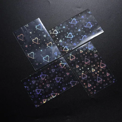 Miniatura 5 de 100 fundas holográficas con forma de corazón dulce, lindo protector de tarjeta Holo brillante para Kpop Idol/TCG/CCG tamaño estándar/cubierta