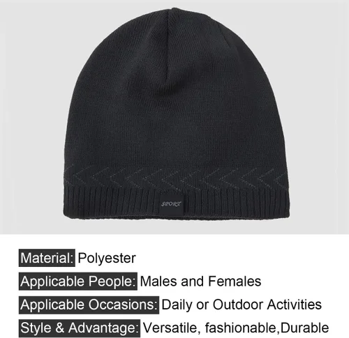 Miniatura 4 de OMECHY Gorros de punto cálidos de invierno para hombre, diseño de calavera lisa, gorro de punto tobogán