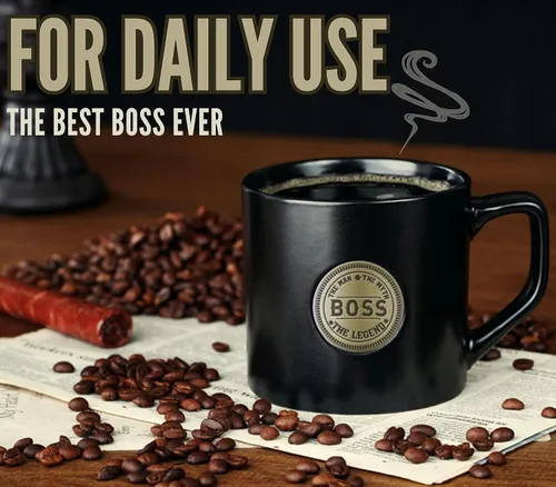 Miniatura 4 de Onebttl Boss Gifts - Taza de café de cerámica con insignia dorada, 15 onzas, Día del jefe, Navidad, jubilación, leyenda del mito del hombre