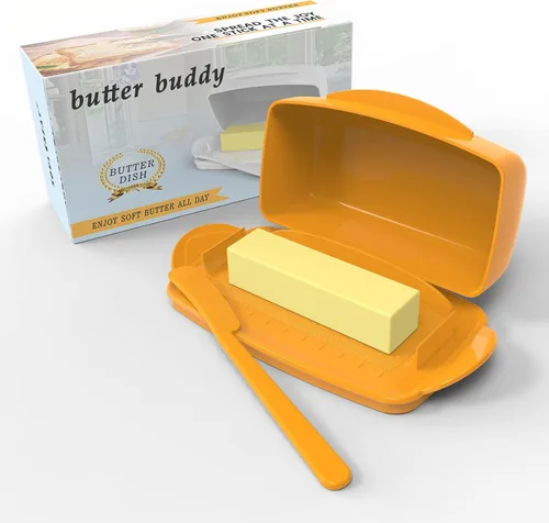 Miniatura 15 de Plato de Mantequilla con Tapa y Cuchillo, Platos de Mantequilla Grandes de Plástico con Tapa de Bisagra Transparente y Fácil de Voltear, Fondo