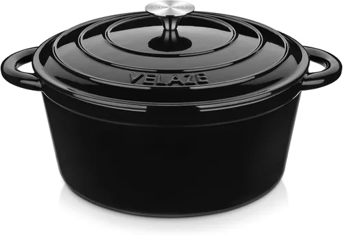 Velaze Olla holandesa de 7.5 cuartos de galón con tapa, horno holandés de hierro fundido esmaltado con asas dobles para hornear pan de masa madre,