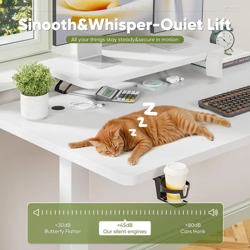Miniatura 7 de Shahoo Escritorio eléctrico de pie con estante para monitor, mesa de esquina ajustable de altura de 47 x 24 pulgadas, estación de trabajo