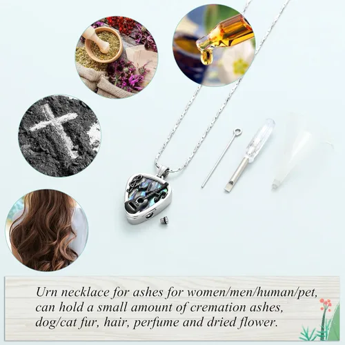 Miniatura 3 de Imrsanl Joyería de cremación para cenizas, colgante de acero inoxidable, guitarra musical, púa de guitarra, recuerdo de cremación, collar de urna