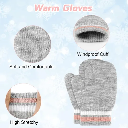 Miniatura 37 de ONESING 5 pares de guantes de invierno negros para bebés y niñas - Guantes cálidos para recién nacidos