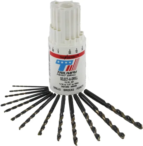 Miniatura 6 de Triumph Twist Drill Co. 099856 T17HD - Juego de brocas de acero de alta velocidad de 1/16 pulgadas y 1/2 pulgadas por 64 puntos, revestimiento