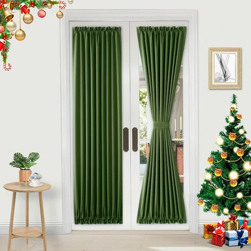 Miniatura 24 de DWCN Cortinas para puerta francesa: cortina térmica con bolsillo para barra para puertas con ventana de vidrio, puertas de cocina y patio