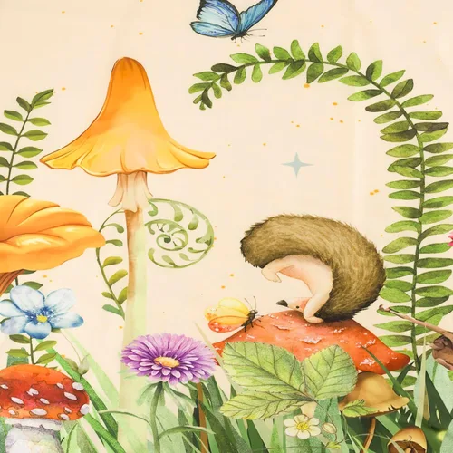 Miniatura 7 de HVEST Tapiz retro rojo de hongos para colgar en la pared, diseño floral rosa con fresa y mariposa en beige, tapiz para dormitorio, flores, plantas