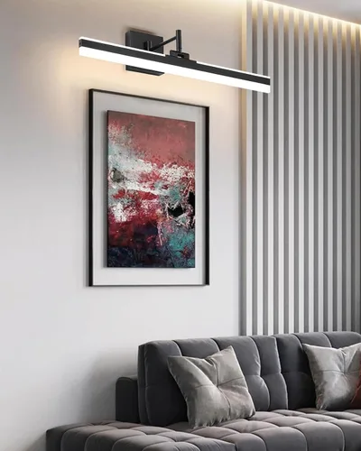 Miniatura 7 de Moderna lámpara de tocador negra ajustable LED para baño sobre espejo giratorio (negro, 23.6 pulgadas, 5CCT regulable)