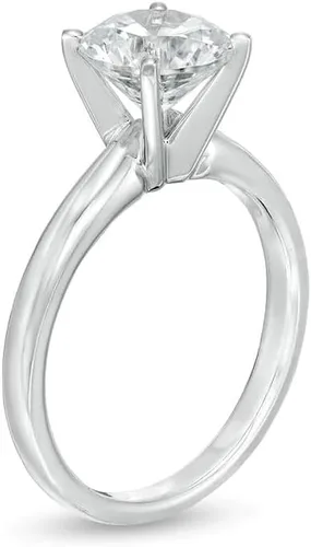 Miniatura 2 de Anillo de compromiso de 1.0 quilates con cuatro puntas con certificación IGI de diamantes hechos en laboratorio redondo en oro blanco de 14 k