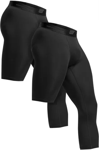 TSLA - Paquete de 1, 2 o 3 pantalones deportivos tipo leggings de compresión para hombre, ajustados para correr, entrenamiento, de secado rápido,
