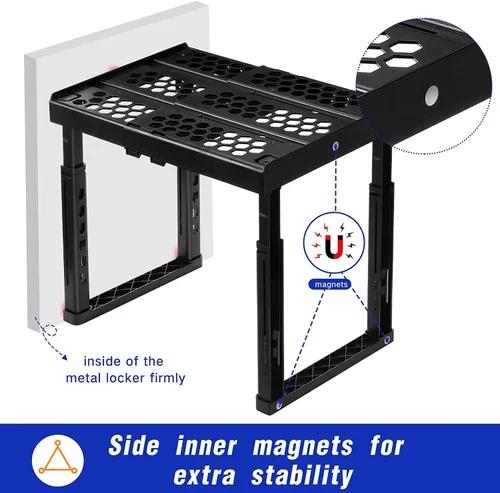 Miniatura 5 de Estante Organizador de Taquilla, Ancho y Altura Ajustable, Ideal para Taquillas de Escuela, Oficina y Gimnasio (Paquete de 2, Magenta)