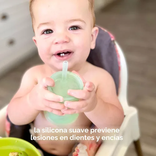 Miniatura 5 de Olababy Taza de entrenamiento de silicona con tapa con popote Taza para beber agua para bebés 6+ meses de bebé a 12-18 meses Taza para beber
