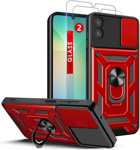 Miniatura 16 de Funda para teléfono Galaxy A06 4G: con protector de pantalla de 2 piezas, cubierta deslizante para cámara y soporte multiángulo para Samsung Galaxy