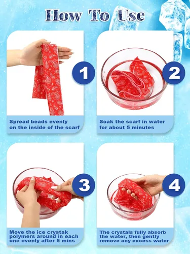 Miniatura 22 de Janmercy 10 unidades de teñido anudado para el cuello, bufandas refrescantes, bandanas de hielo de verano para hombres y mujeres, camping, correr