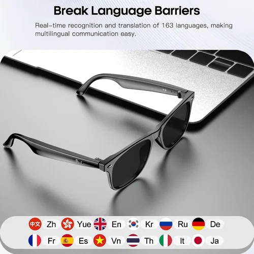Miniatura 3 de Lentes inteligentes de traducción AI para hombres y mujeres, gafas de sol Bluetooth 6.0, protección UV, asistente de voz, audio de oído abierto