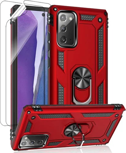 Miniatura 8 de Funda para Samsung Galaxy Note 20, Note20 5G con protectores de pantalla HD, soporte de anillo de metal de grado militar Androgate con soporte de 15