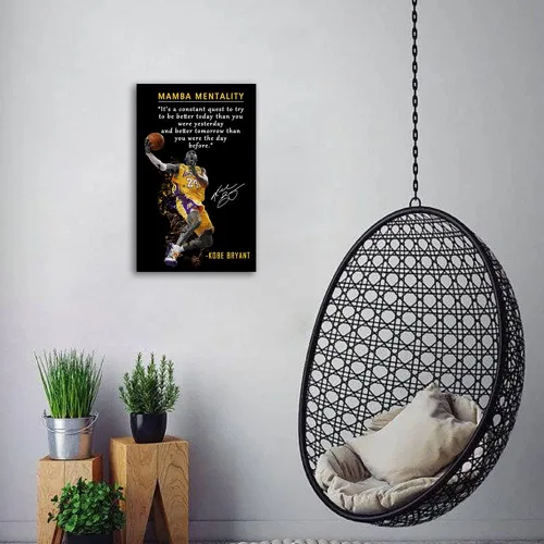 Miniatura 6 de Kobe Bryant - Póster inspirador para pared, lienzo con cita de mentalidad de Mamba, arte de pared, diseño deportivo de jugador de baloncesto