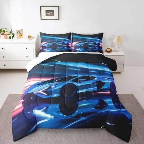 Miniatura 56 de Erosebridal Juego de ropa de cama individual para niñas, juego de edredón de juegos para niños, juego de cama de juegos para niños, color naranja