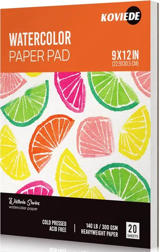 Miniatura 10 de KOVIEDE Bloc de papel de acuarela de 9 x 12 pulgadas (paquete de 2, 20 hojas cada uno), papel de color de agua de 140 libras/300 GSM, cuaderno