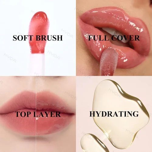 Miniatura 5 de KYDA Aceite de brillo labial hidratante, brillo labial de aceite hidratante transparente voluminizador, aceite labial teñido para el cuidado