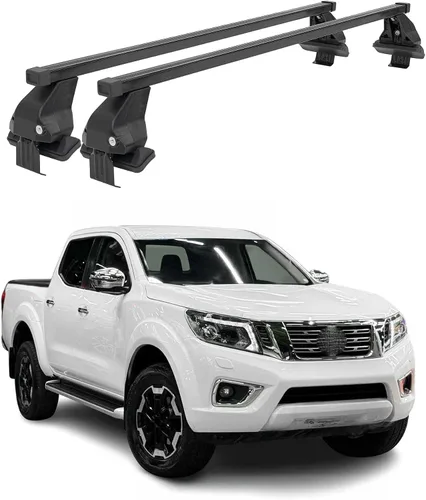 Miniatura 10 de OMAC Barras transversales superiores para Nissan NP300 Navara 2016-2020 de aluminio negro antirrobo para viajes, kayak, canoa, surf, esquí