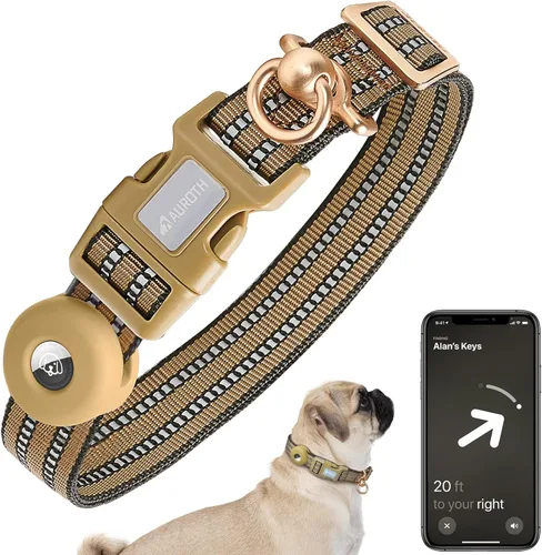 Miniatura 19 de Collar de perro Auroth para perros medianos y grandes, collar de perro reflectante, collares de perro de nylon suave ajustables con resistente army