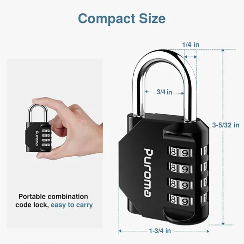 Miniatura 5 de Puroma - Candado impermeable de combinación de 4 dígitos, para intemperie, para casillero escolar o deportivo, valla, caja de herramientas, puerta